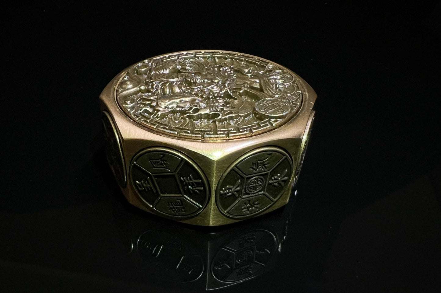 Brass Hexagonal Spherical Stress Relief Spinner | Fortune Turns, Luck Flows